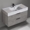 Grey Oak Bathroom Vanity With Marble Design Sink, 40